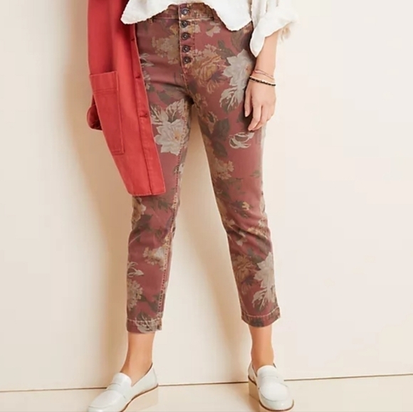Anthropologie Denim - Host Pick 🥳 Pilcro Rose Print Denim Jeans